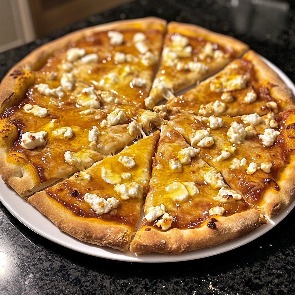 Pizza mit Ziegenkäse und Honig